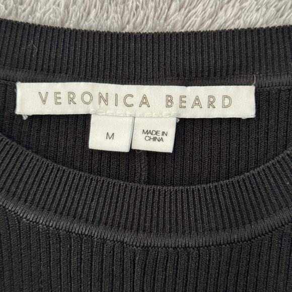 VERONICA BEARD Arago ribbed-knit peplum black top Size M - Picture 7 of 10